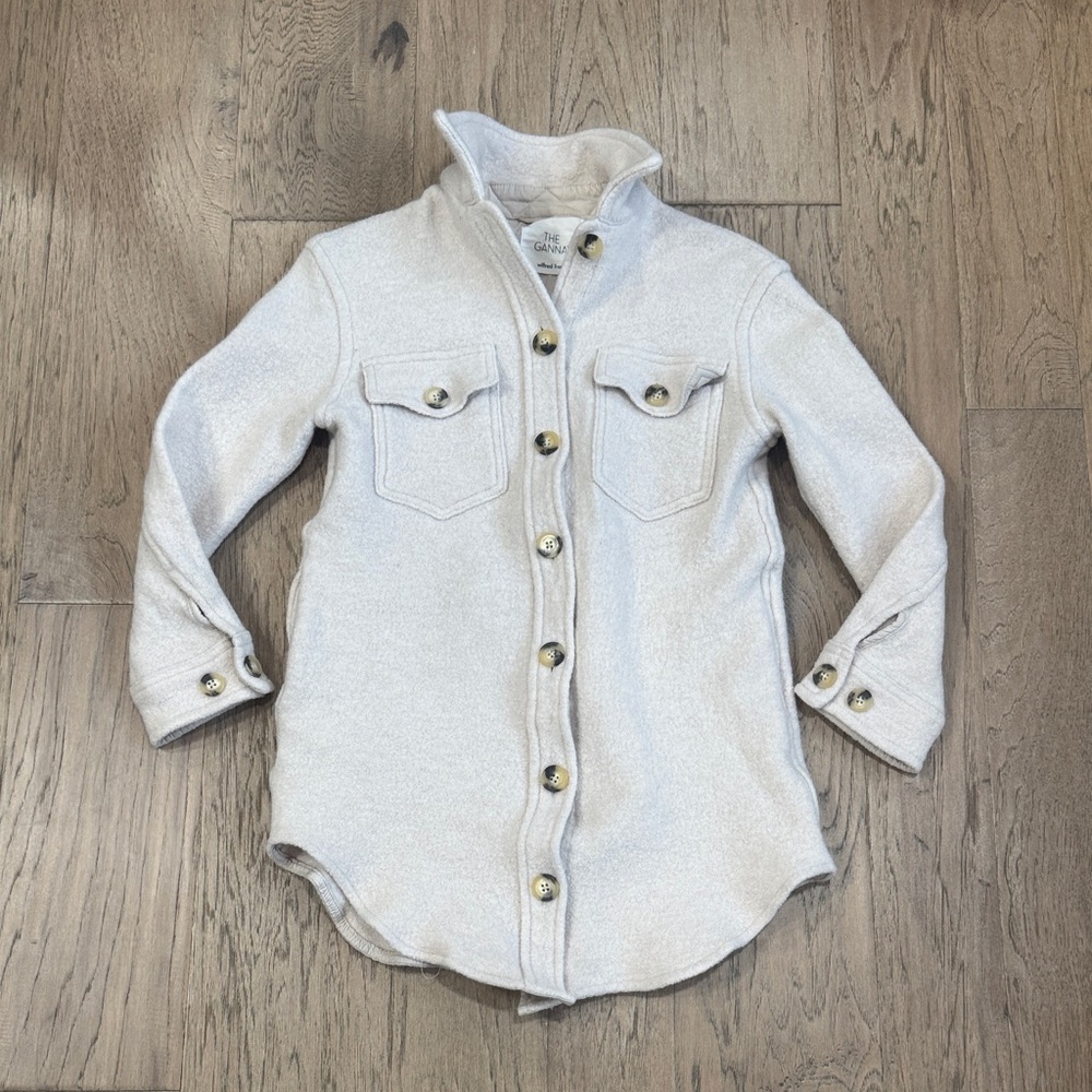 Aritzia Wilfred Free The Ganna Wool Button Up Shirt Jacket Size 2XS Cream